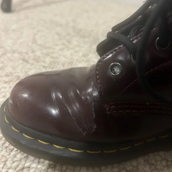 Vegan 1460 Dr. Martens Cherry Red Lace Up Boots - Picture 11 of 14